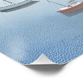 Küstenstadt | Airy Beachy Watercolor Malerei Poster (Ecke)