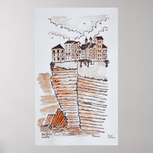 Küstenstadt Bonifacio, Korsika, Frankreich Poster
