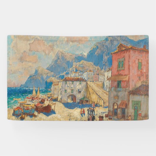 Küstenstadt in Spanien (Vintage spanische Landscha Banner (Horizontal)