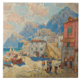 Küstenstadt in Spanien (Vintage spanische Landscha Fliese