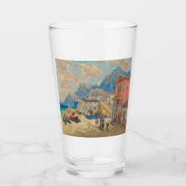 Küstenstadt in Spanien (Vintage spanische Landscha Glas