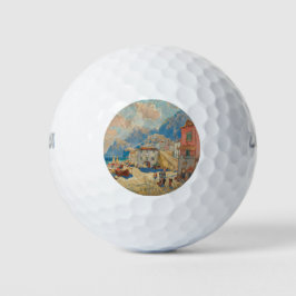 Küstenstadt in Spanien (Vintage spanische Landscha Golfball
