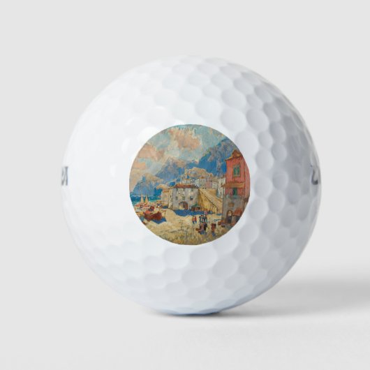 Küstenstadt in Spanien (Vintage spanische Landscha Golfball (Vorderseite)