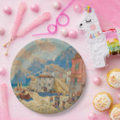 Küstenstadt in Spanien (Vintage spanische Landscha Pappteller (Party)