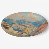 Küstenstadt in Spanien (Vintage spanische Landscha Pappteller (Schrägansicht)