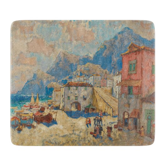 Küstenstadt in Spanien (Vintage spanische Landscha Schneidebrett (Vorderseite)