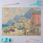 Küstenstadt in Spanien (Vintage spanische Landscha Seidenpapier (Basteln)