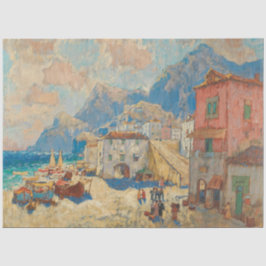 Küstenstadt in Spanien (Vintage spanische Landscha Seidenpapier