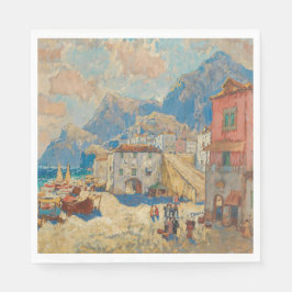 Küstenstadt in Spanien (Vintage spanische Landscha Serviette