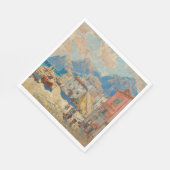 Küstenstadt in Spanien (Vintage spanische Landscha Serviette (Ecke)