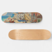 Küstenstadt in Spanien (Vintage spanische Landscha Skateboard (Horizontal)