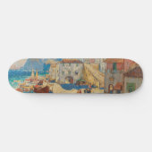 Küstenstadt in Spanien (Vintage spanische Landscha Skateboard (Horizontal)