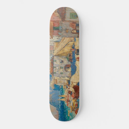 Küstenstadt in Spanien (Vintage spanische Landscha Skateboard (Vorderseite)