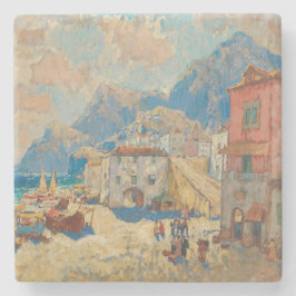 Küstenstadt in Spanien (Vintage spanische Landscha Steinuntersetzer