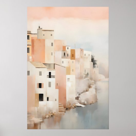 Küstenstadt-Kunstposter Abstrakte Meereslandschaft Poster (Vorne)