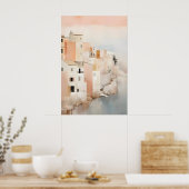Küstenstadt-Kunstposter Abstrakte Meereslandschaft Poster (Küche)