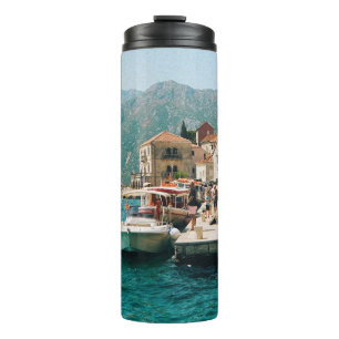 Küstenstadt Perast, Montenegro Thermosbecher