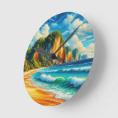 Küstenstädte Ruhe: majestätische Klippen und ruhig Runde Wanduhr (Winkel)