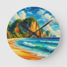 Küstenstädte Ruhe: majestätische Klippen und ruhig Runde Wanduhr