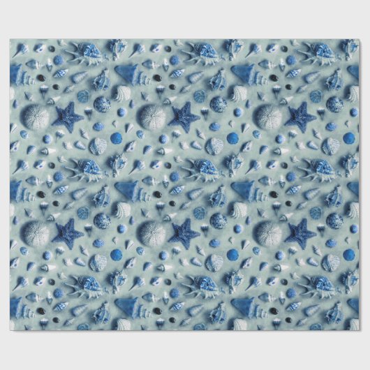 Küstenstarfish-und Seashells-Strand-Foto-Indigo Geschenkpapier (Flach)
