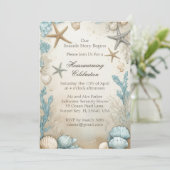 Küstenstrand Beige Sand Einweihungsfeier Einladung (Stehend Vorderseite)