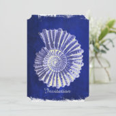Küstenstrand Blue Conch Seashell Hochzeit Einladung (Stehend Vorderseite)
