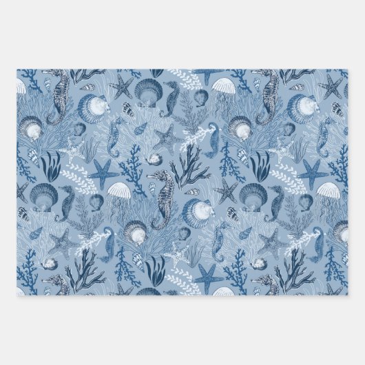 Küstenstrand Blue Ocean Sea Life Geschenkpapier Set (Vorderseite 3)