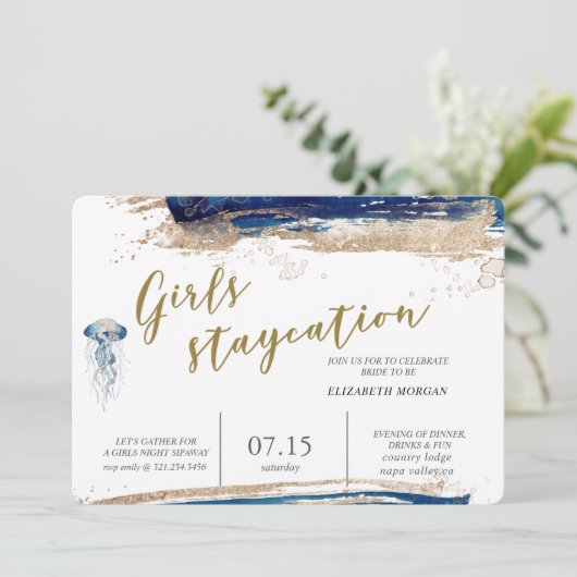 Küstenstrand Brautparty Einladung (Stehend Vorderseite)