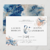 Küstenstrand Elegante Hochzeit Einladung (Vorne/Hinten)