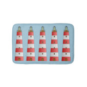 Küstenstrand-gestreifter Leuchtturm auf Blau Badematte (Vorderseite)