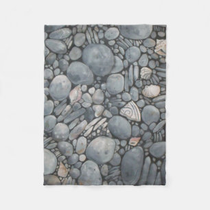 Küstenstrand Kiesel und Muscheln Malerei Druck Fleecedecke