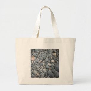 Küstenstrand Kiesel und Muscheln Malerei Druck Jumbo Stoffbeutel