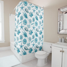 Küstenstrand Muscheln Wasserfarbe Aqua Türkis Blau