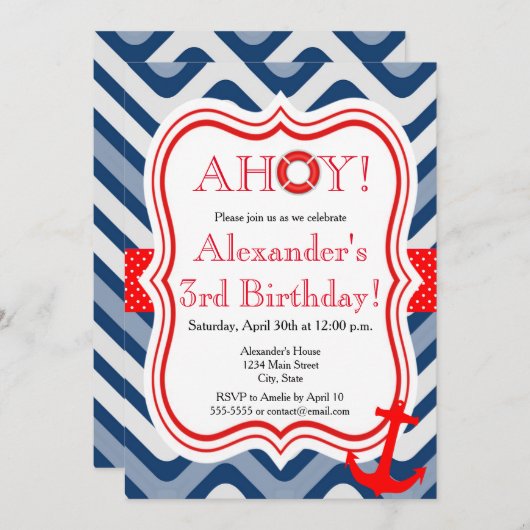 Küstenstrand nausea glücklicher Geburtstag Einladung (Vorne/Hinten)