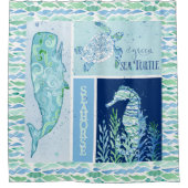 Küstenstrand Ocean Modernes Wellenmuster Duschvorhang (Vorderseite)