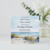 Küstenstrand oder Hochzeit in Urlaubsort Einladung (Stehend Vorderseite)