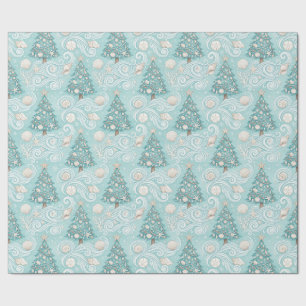 Küstenstrand Ozean Weihnachtsbäume Feiertage Blau Geschenkpapier