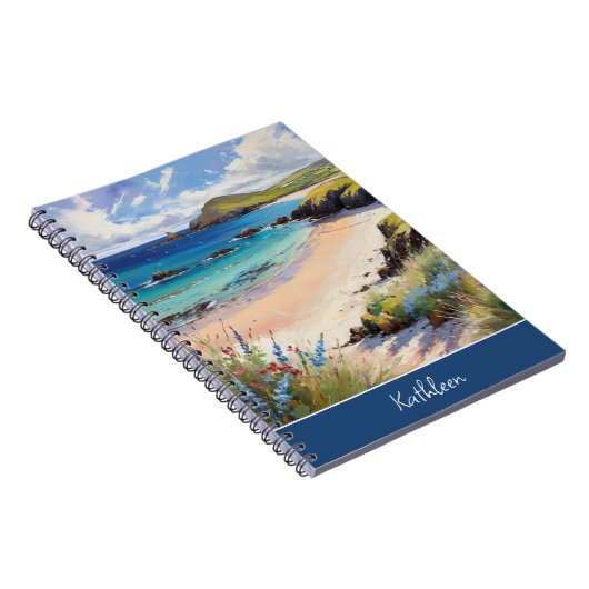 Küstenstrand Sandstrand Meer Wasserfarbe Custom Notizblock (Rechte Seite)