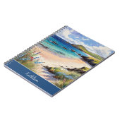 Küstenstrand Sandstrand Meer Wasserfarbe Custom Notizblock (Linke Seite)