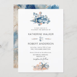 Küstenstrand seashell elegante Hochzeitsfeier Einl Einladung