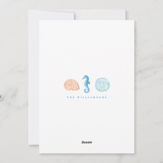 Küstenstrand Seashell Weihnachtsbaum Feiertagskarte (Rückseite)