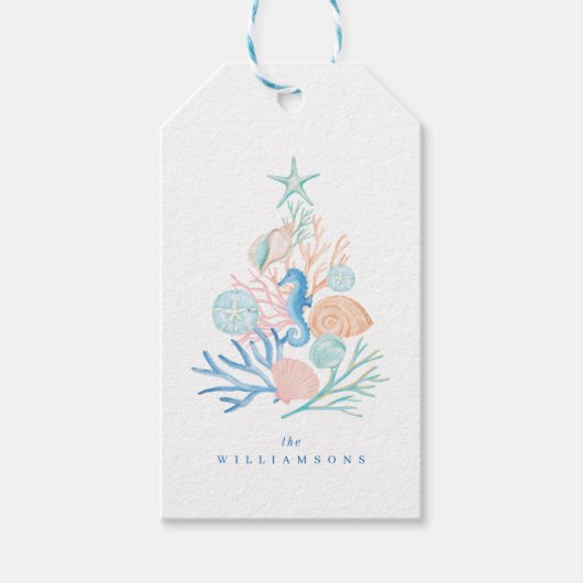 Küstenstrand Seashell Weihnachtsbaum Geschenkanhänger (Vorderseite)