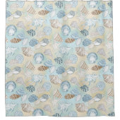 Küstenstrand Seashells Aqua Blue Brown Duschvorhang (Vorderseite)