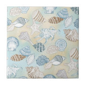 Küstenstrand Seashells Muster Fliese (Vorderseite)