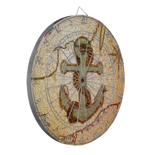 Küstenstrand-Seekarten-Vintager Anker Dartscheibe (Vorderseite Links)