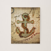 Küstenstrand-Seekarten-Vintager Anker Puzzle (Vertikal)