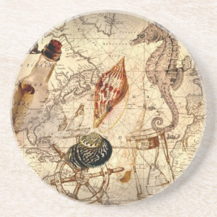 Küstenstrand Starfish Seashell Seekarte Sandstein Untersetzer