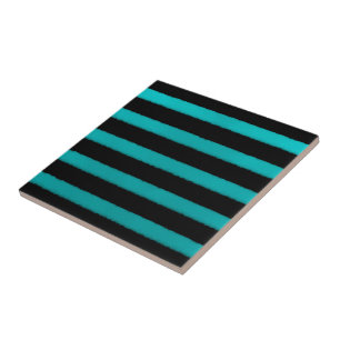 Küstenstrand Türkiswellenstreifen auf Schwarz Fliese