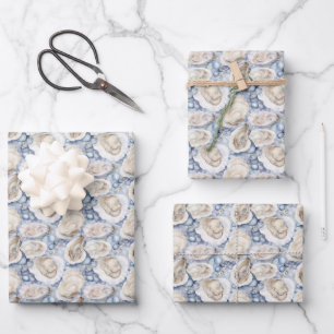 Küstenstrand-Wasserfarbe-Austernschalen Geschenkpapier Set