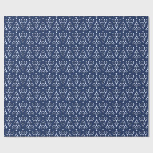 Küstenstrand-Weihnachtsseeanker-Baum Geschenkpapier (Flach)